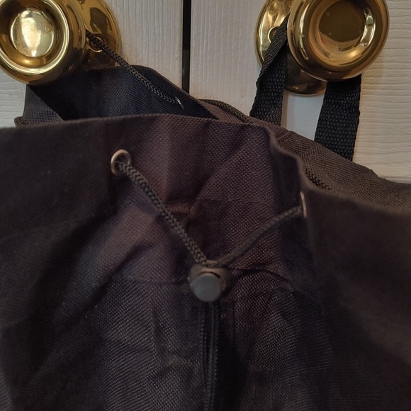 St.Thomas U.S.V.I. Tote Black Embroidered Tropical Print Canvas Drawstring Bag - Picture 6 of 6